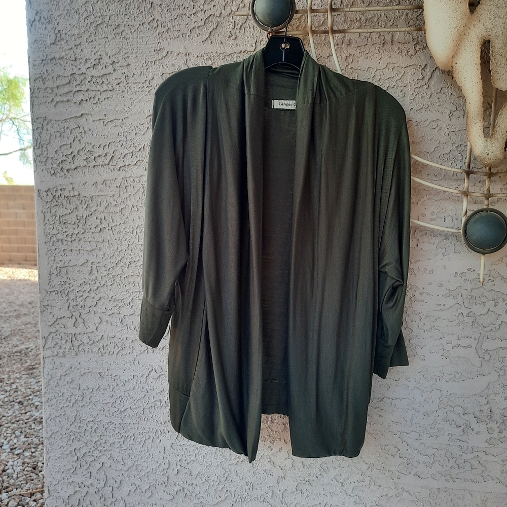 Dark Gray Open Front Cardigan